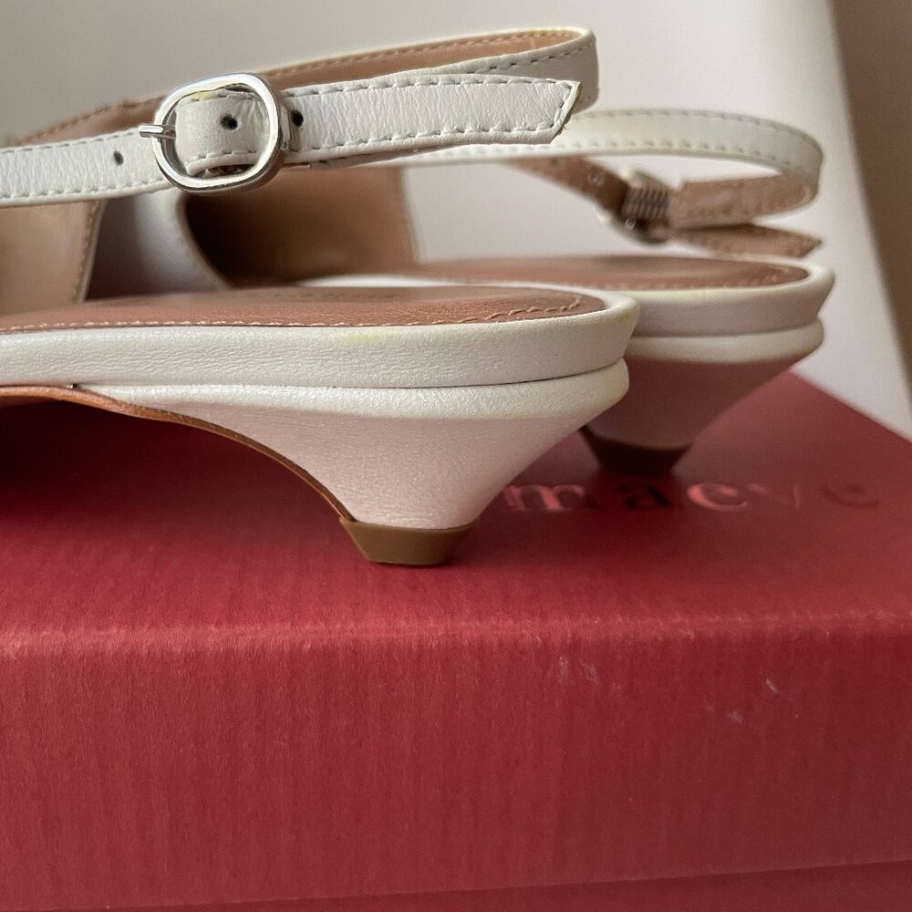 NIB Maeve Floral Slingback Heels Anthropologie Kitten Heel Sandals in White 37 - Picture 9 of 10